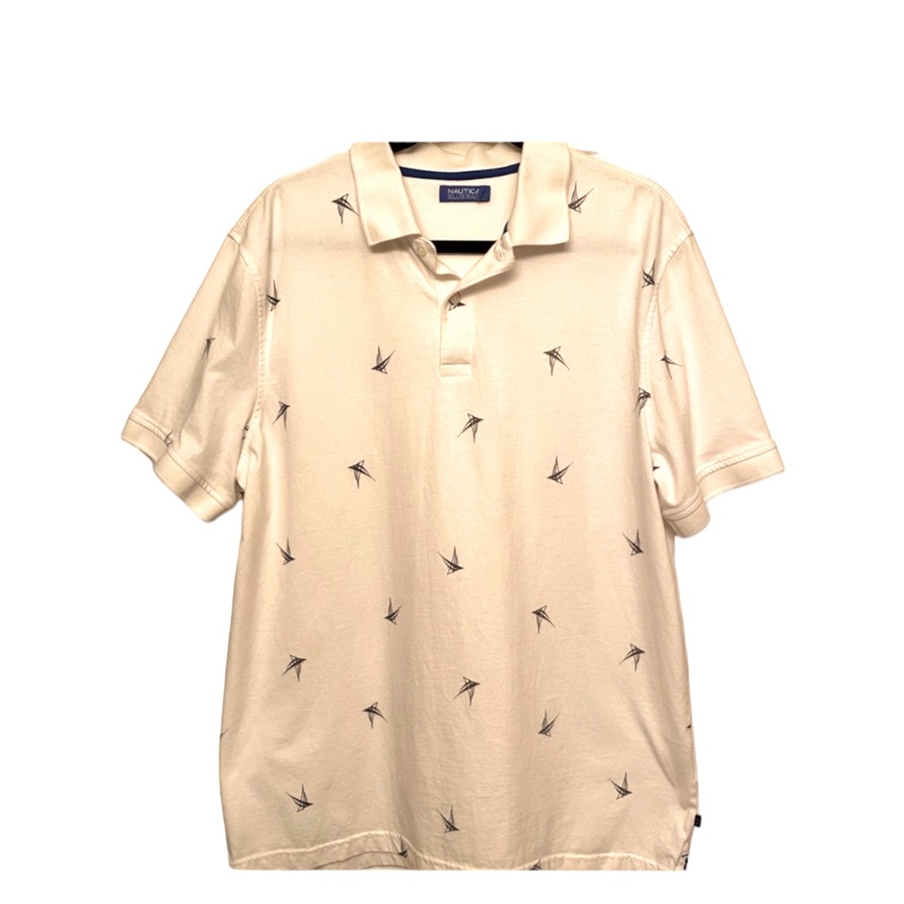 Men’s Nautica White and Blue Nautical Sail Polo XL